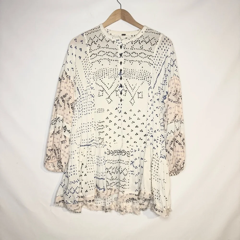 Free People Shibori Tunic Dress Ivory Size Small - Picture 4 of 10